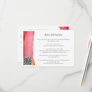 Summery Pink Wedding Information Card