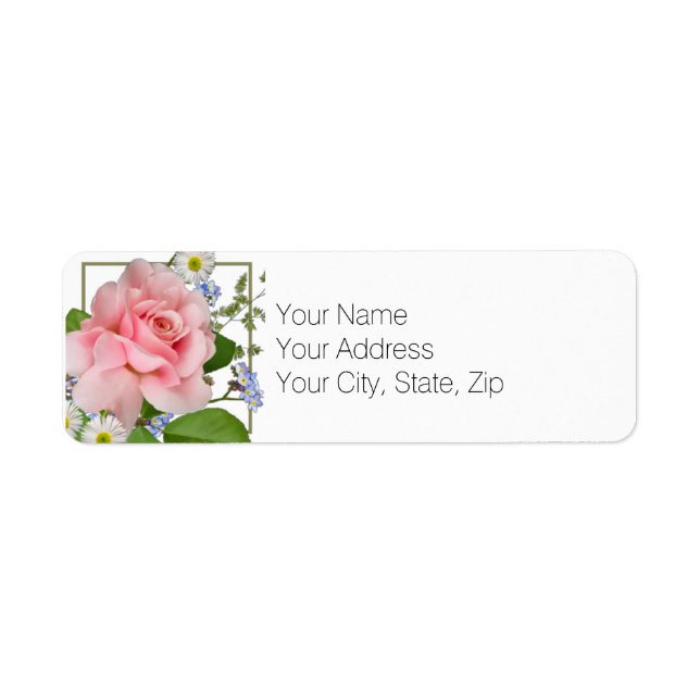 Summery Small Pink Rose  Return Address  (Front)