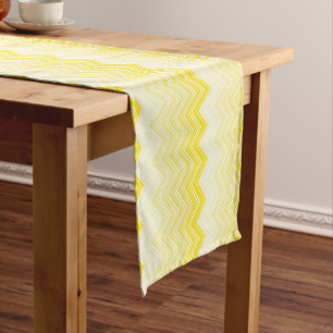 Summery Yellow Gradient Chevron Zigzag Pattern Short Table Runner