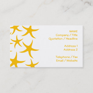 Summery Yellowy-Orange Starfish Pattern. Business Card