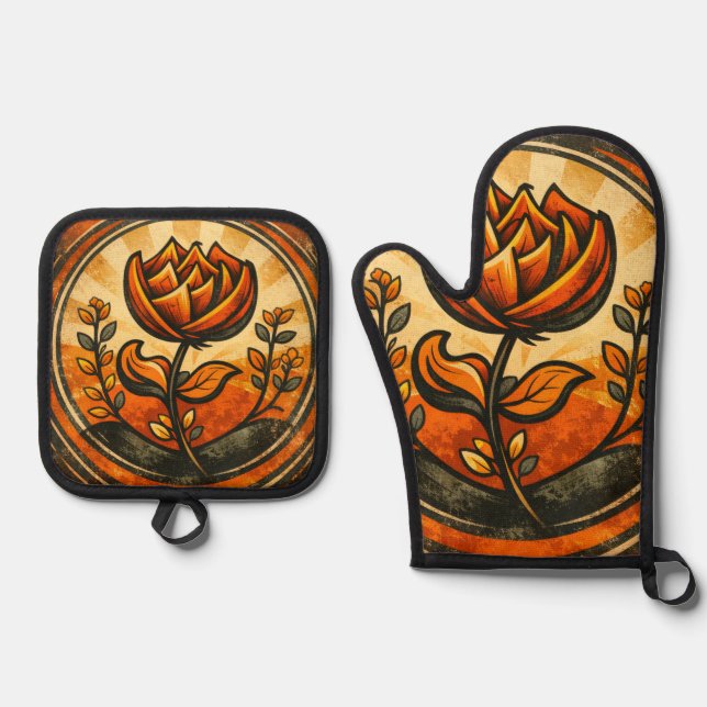 Summit Blossom  Oven Mitt & Pot Holder Set (Front)