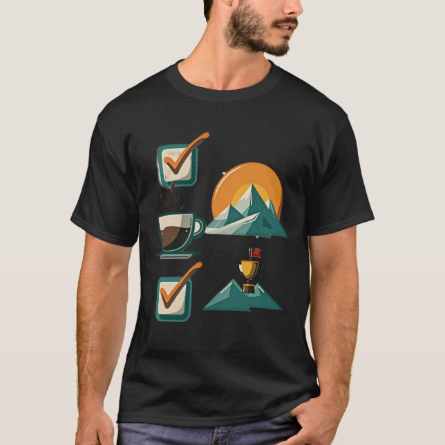 Summit Checklist | Coffee Achievement & Mountain  T-Shirt (Front)