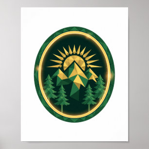 Summit Crest — Geometric Mountain Badge Poster