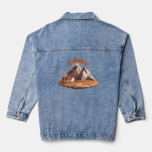 ​Summit Mountain Adventure Nature Lover Graphic T- Denim Jacket (Back)