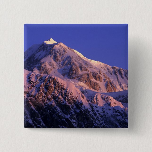 Summit of Denali Peak Mt. McKinley) at 2 Inch Square Button (Front)