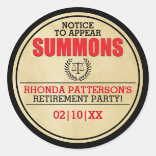 Summons Retirement Party Envelope Seal