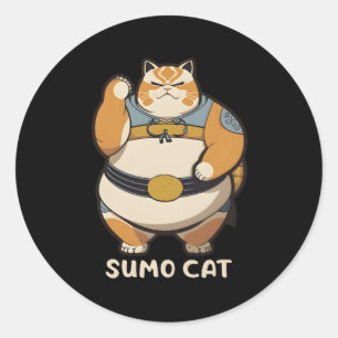 Sumo Cat Kitty Wrestler Classic Round Sticker