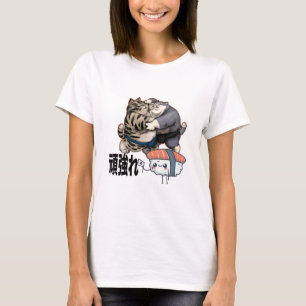 Sumo Cats Fighting for Kawaii Sushi Japanese T-Shirt