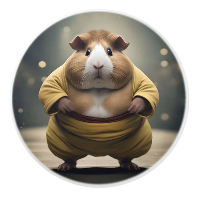 Sumo Guinea Pig, Ceramic Knob (Front)