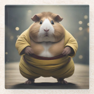 Sumo Guinea Pig,  Glass Coaster