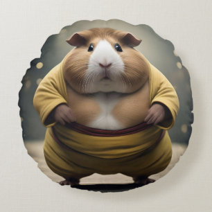 Sumo Guinea Pig, Round Pillow