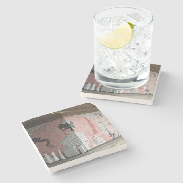 Sumo Mural Wall Art Stone Coaster (Side)