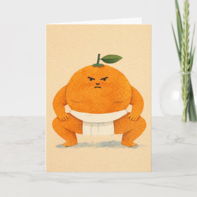 Sumo Orange Greeting Card (Front)