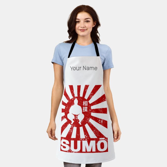 Sumo Retro Wrestler Japanese Vintage Design Apron (Worn)