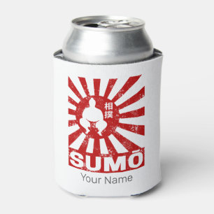 Sumo Retro Wrestler Japanese Vintage Design Can Cooler