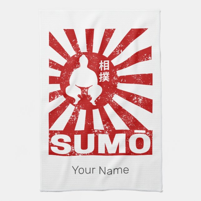 Sumo Retro Wrestler Japanese Vintage Design Kitchen Towel (Vertical)