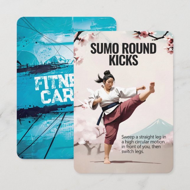 Sumo Round Kicks Fitness Card with Blue Backing (Front/Back)