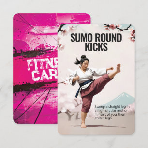Sumo Round Kicks Fitness Card with Pink Backing