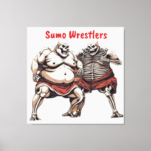 Sumo Skeleton Wrestlers In Action  Canvas Print (Front)