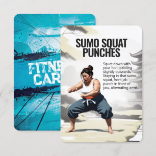 Sumo Squat Punches Fitness Card with Blue Backing