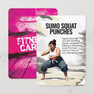 Sumo Squat Punches Fitness Card with Pink Backing