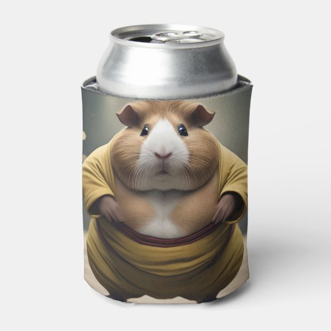 "Sumo Squeakdown: The Mighty Guinea Pig Wrestler" Can Cooler (Can Front)
