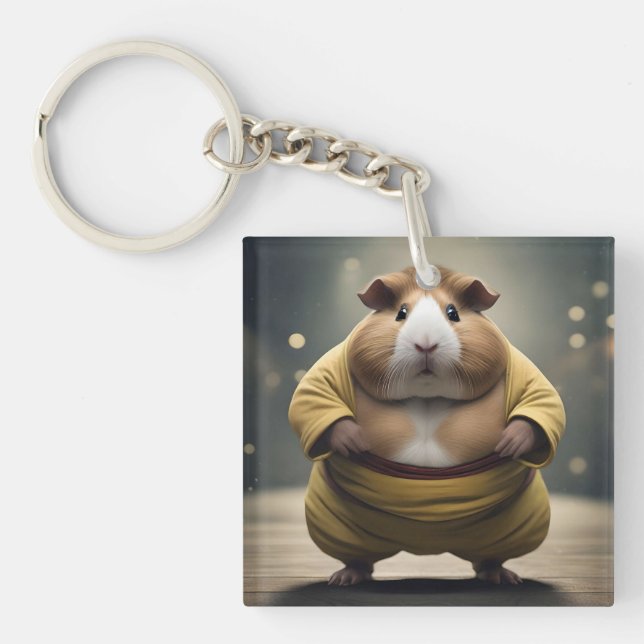 "Sumo Squeakdown: The Mighty Guinea Pig Wrestler" Keychain (Front)