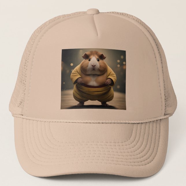 "Sumo Squeakdown: The Mighty Guinea Pig Wrestler" Trucker Hat (Front)