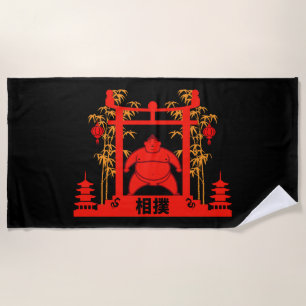Sumo Wrestler Beach Towel