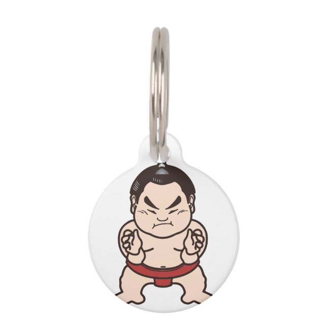 Sumo Wrestler Cartoon Japan Japanese Wrestling Pet Tag (Front)