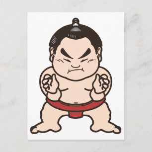 Sumo Wrestler Cartoon Japan Japanese Wrestling Postcard
