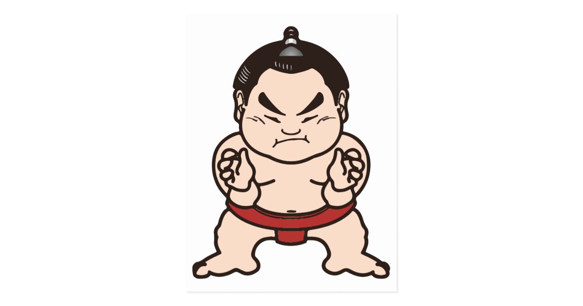 Sumo Wrestler Cartoon Japan Japanese Wrestling Postcard Zazzle Ca