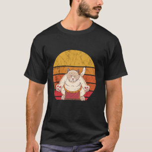 Sumo Wrestler Cat Vintage Sumo Wrestling Japanese T-Shirt