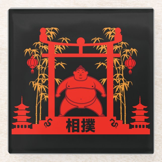 Sumo Wrestler Glass Coaster (Front)