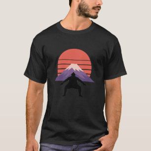 Sumo Wrestler Mount Fuji Sunset Retro Martial Arts T-Shirt