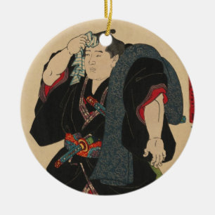 Sumo Wrestler Somagahana Fuchiemon Ceramic Ornament