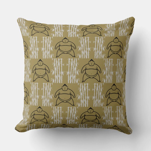 Sumo Wrestler Throw Pillow (Front)
