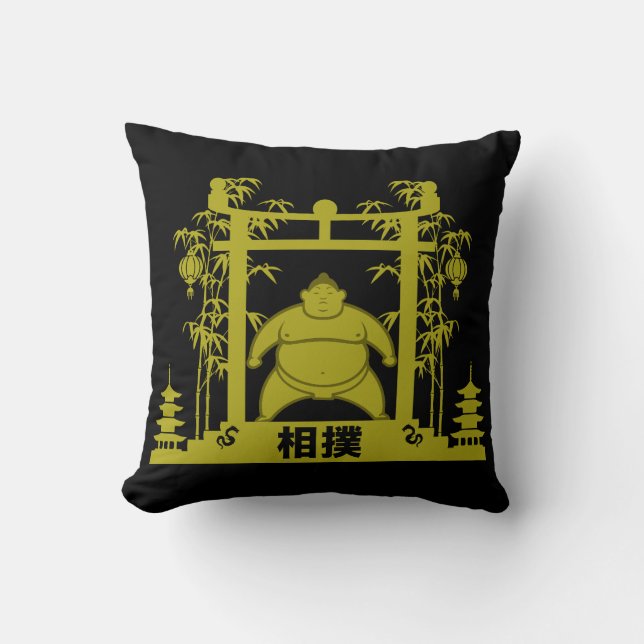 Sumo Wrestler Throw Pillow (Front)