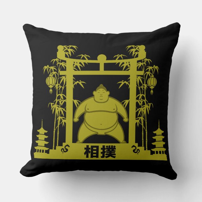 Sumo Wrestler Throw Pillow (Front)