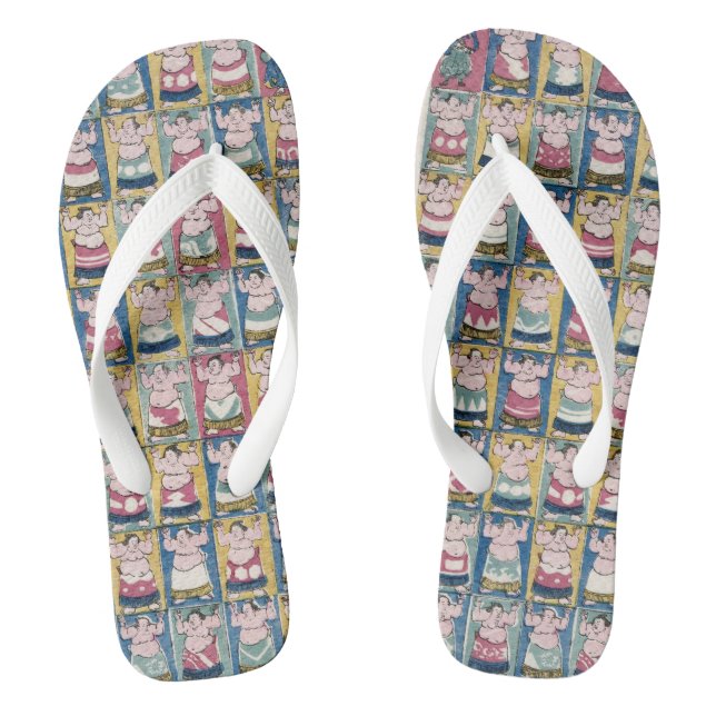 "Sumo Wrestlers (1852) Flip Flops" Flip Flops (Footbed)