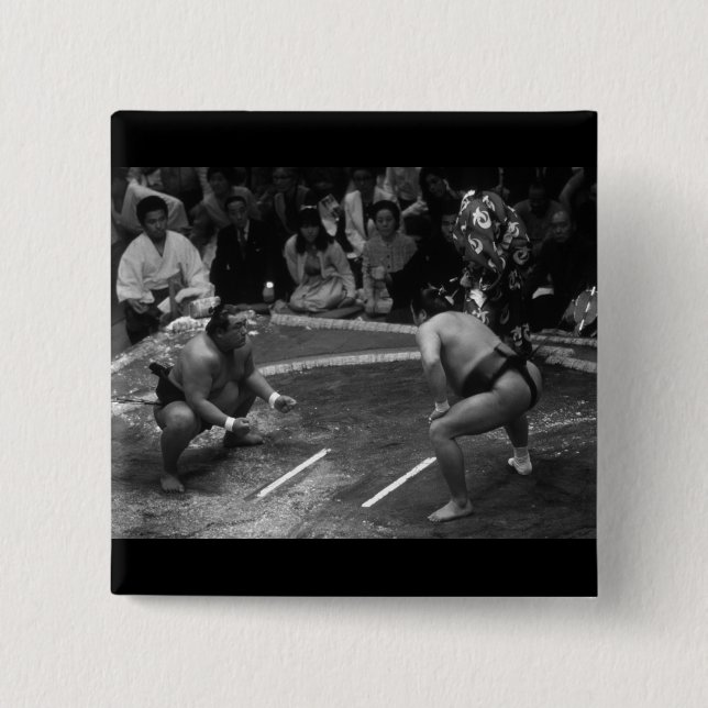 SUMO Wrestling 2 Inch Square Button (Front)