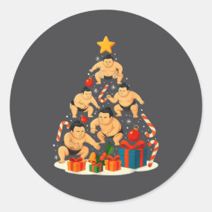 Sumo Wrestling Japanese Sumo Wrestler Christmas Tr Classic Round Sticker
