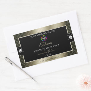 Sumptuous Black Shiny Platinum Logo Product Label