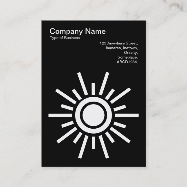Sun 02 - White on Black Business Card (Front)