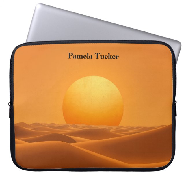 Sun Abstract Amber Modern Minimalist Laptop Sleeve (Front)
