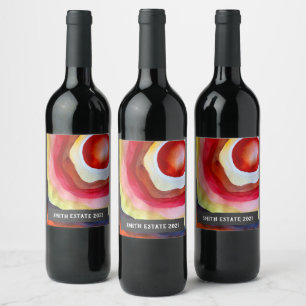 Sun abstract watercolor art wine label