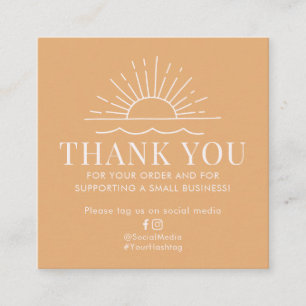 Sun and Beach Wave Modern Thank You For Your Order Square Business Card