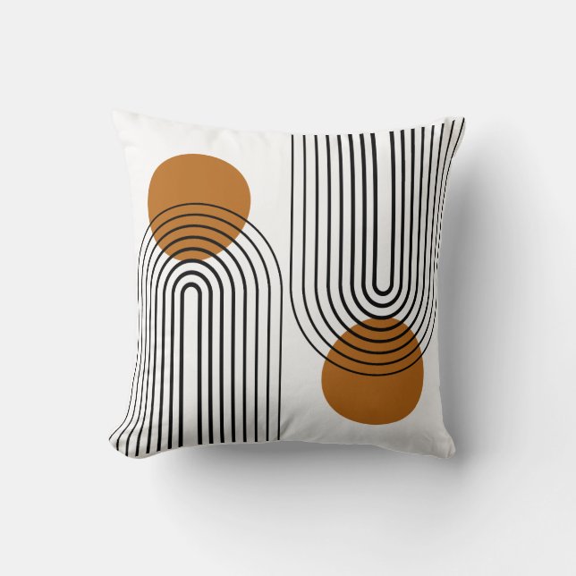 Sun and Black Minimalist Bohemian  Throw Pillow (Front)