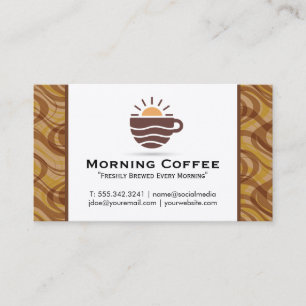 Sun and Coffee Mug Logo Cafe Business Card