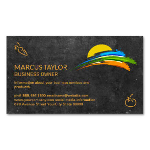 Sun and Coloured Paint Brush   Chef Magnetic Business Card